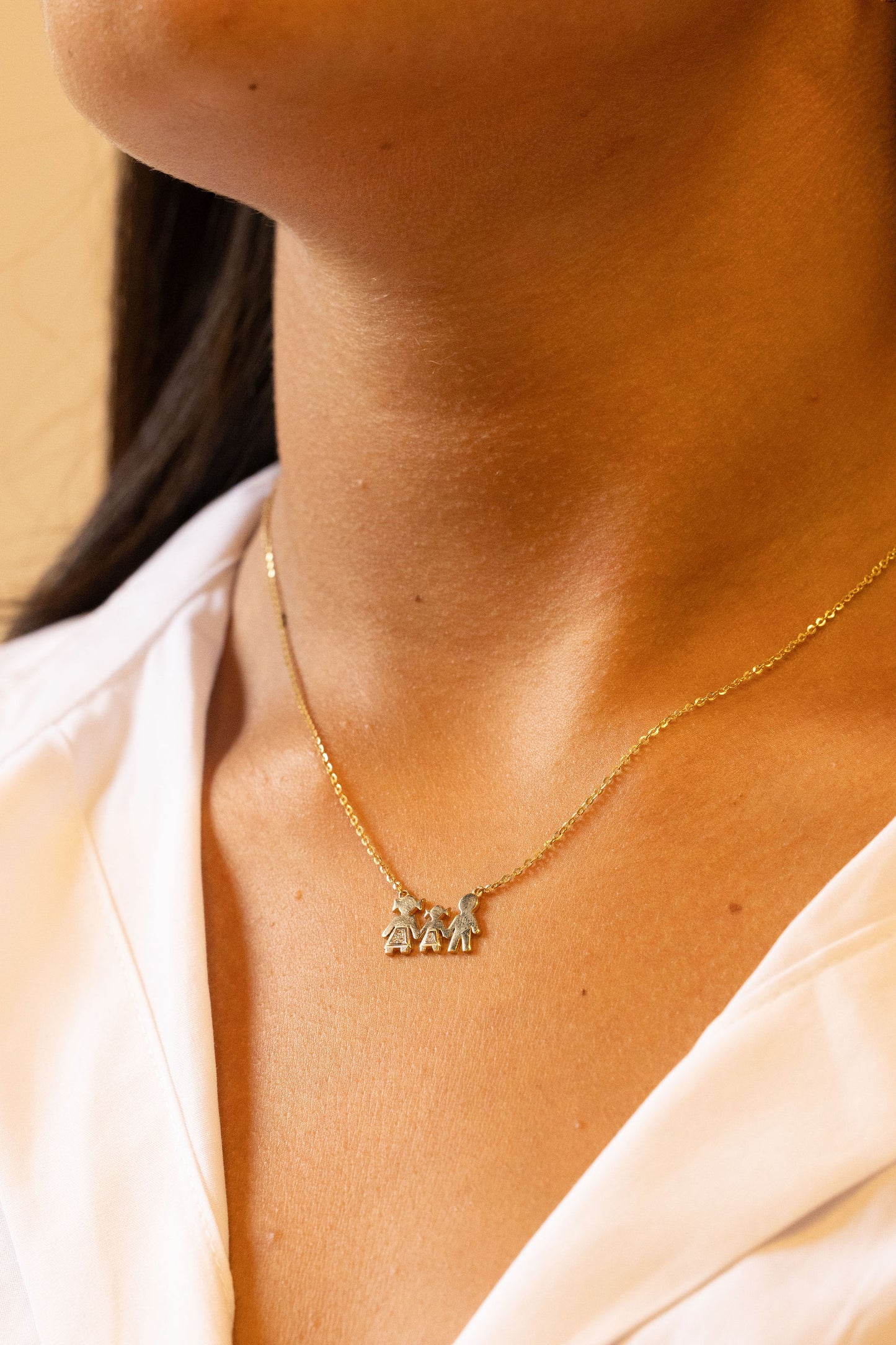 9ct Yellow Gold Family Gem Set Necklace-16"