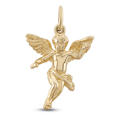 9ct Yellow Gold Solid Angel Pendant