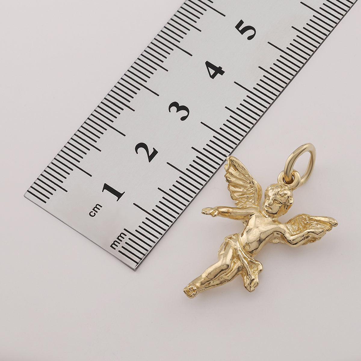 9ct Yellow Gold Solid Angel Pendant
