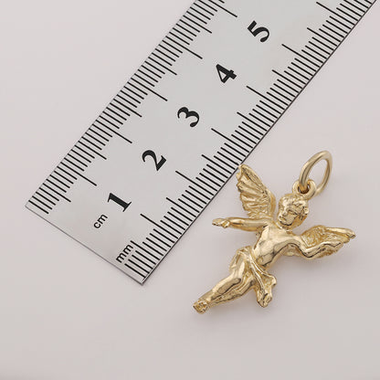 9ct Yellow Gold Solid Angel Pendant