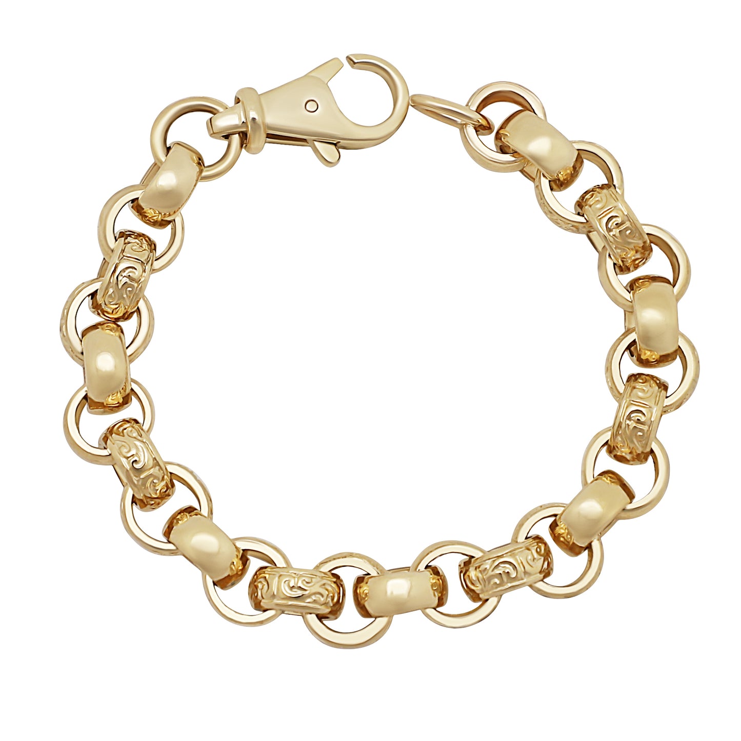 9ct Yellow Gold 9.5mm Belcher Bracelet- 8.5"