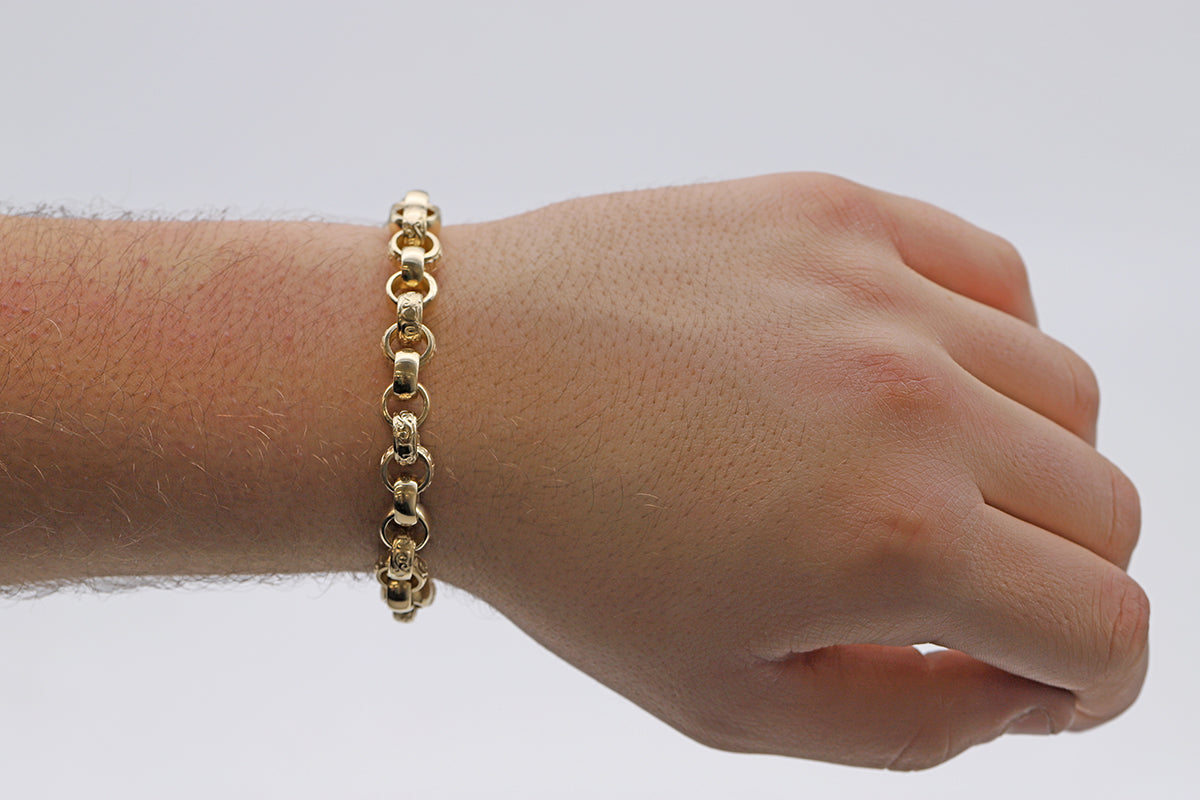 9ct Yellow Gold 9.5mm Belcher Bracelet- 8.5"