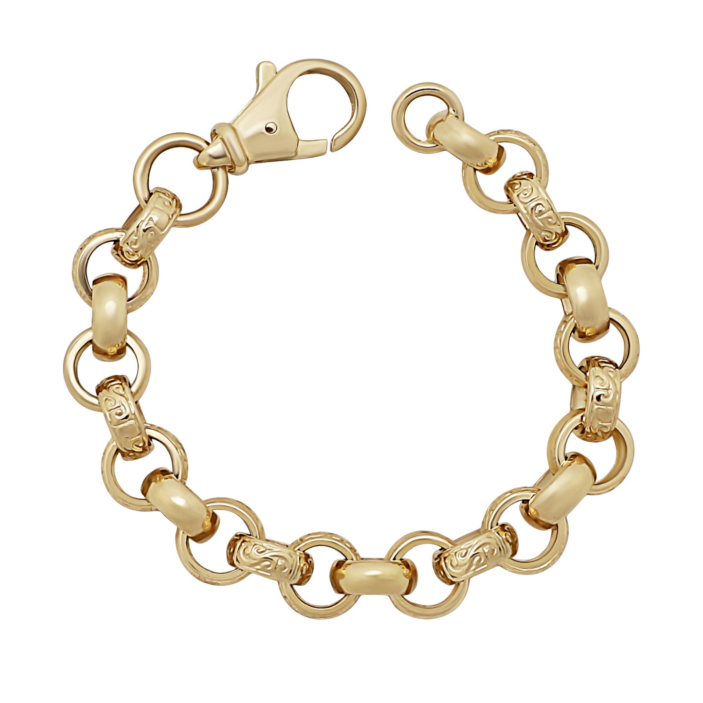 9ct Yellow Gold 13mm Belcher Bracelet- 8.5"