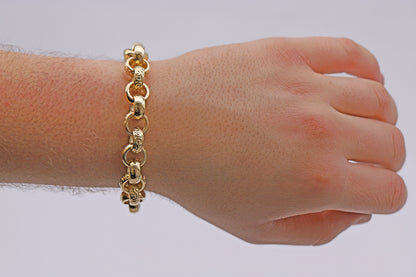 9ct Yellow Gold 13mm Belcher Bracelet- 8.5"