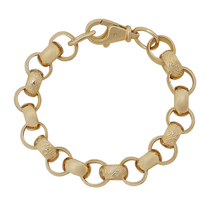 9ct Yellow Gold Lightweight 13.5mm Link Belcher Bracelet-8.5"