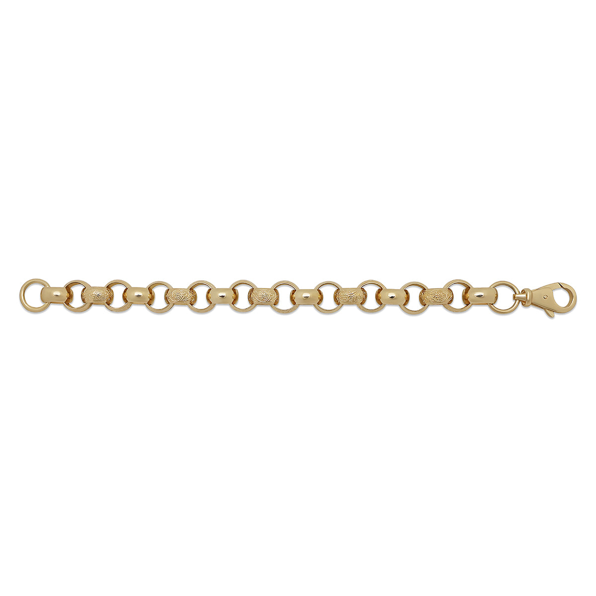 9ct Yellow Gold Lightweight 13.5mm Link Belcher Bracelet-8.5"