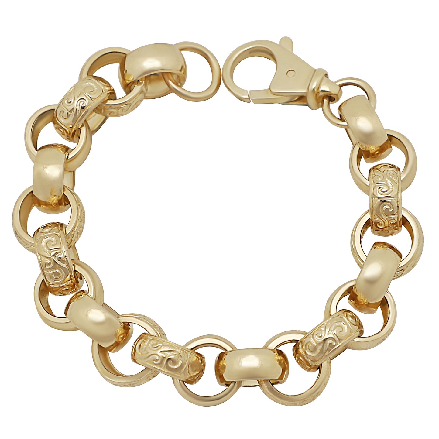 9ct Yellow Gold 15mm Belcher Bracelet- 8.5"