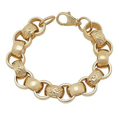 9ct Yellow Gold 20mm Belcher Bracelet- 8.5"