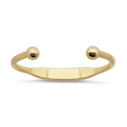 9ct Yellow Gold Solid Torque ID Men's Bangle