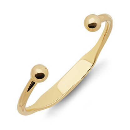 9ct Yellow Gold Solid Torque ID Men's Bangle