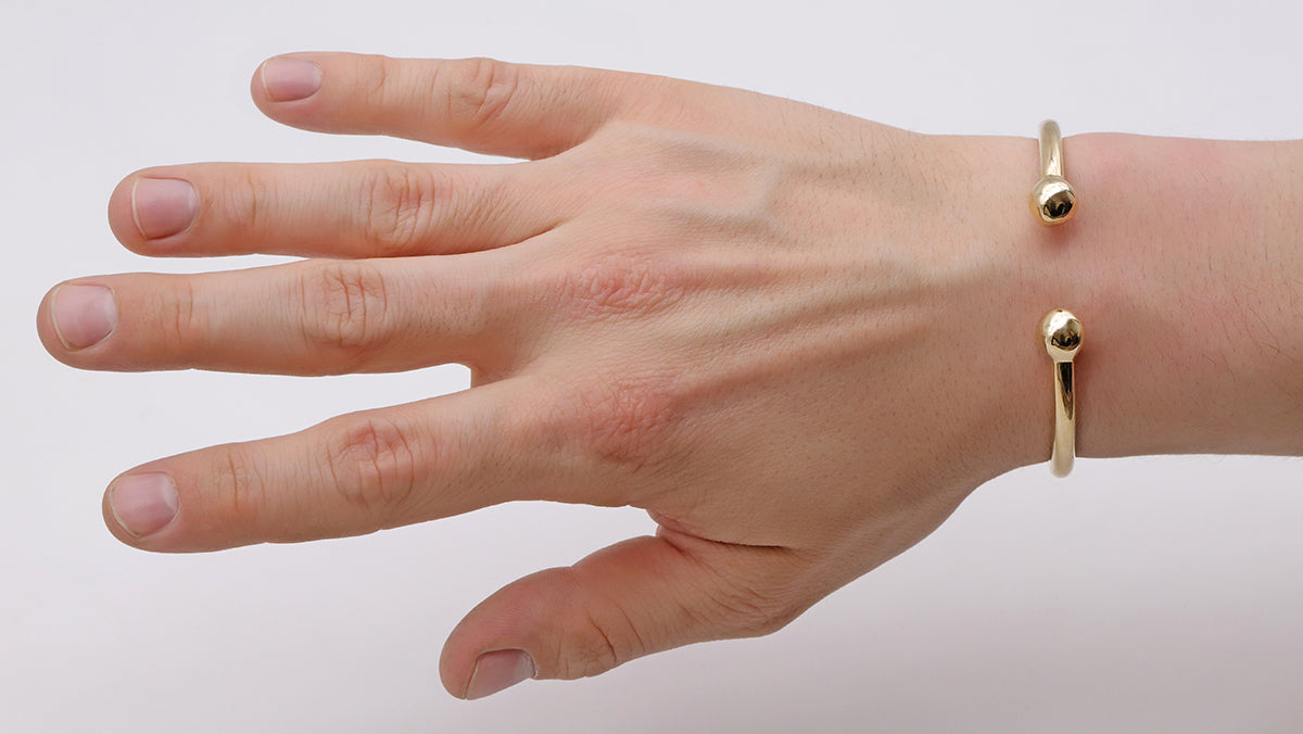 9ct Yellow Gold Solid Torque ID Men's Bangle