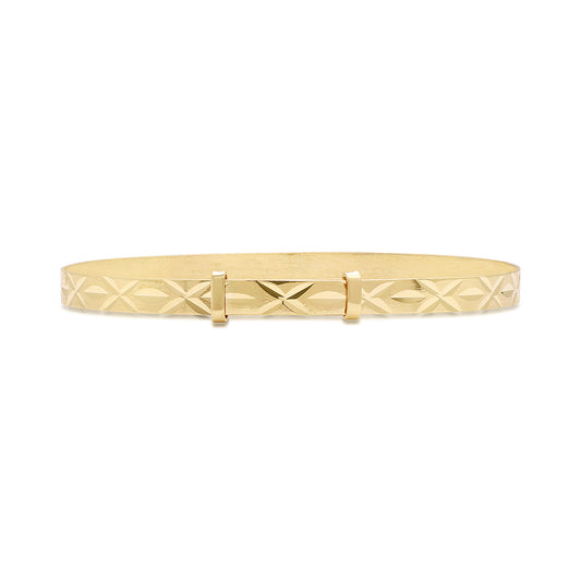 9ct Yellow Gold Diamond Cut Baby Bangle - 3.5mm