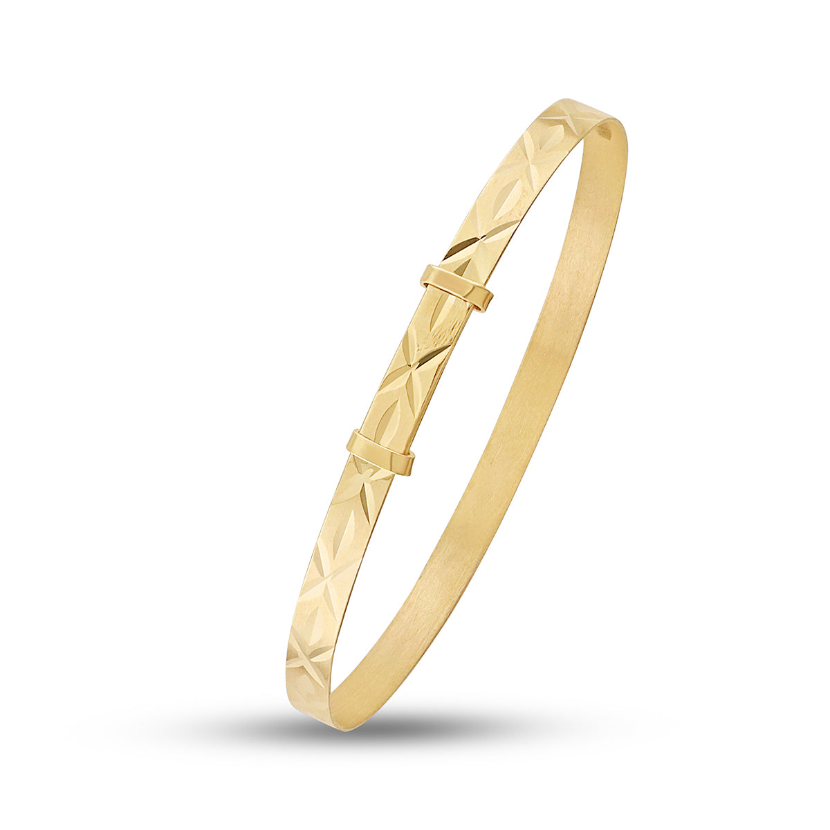 9ct Yellow Gold Diamond Cut Baby Bangle - 3.5mm