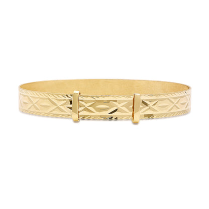 9ct Yellow Gold Diamond Cut Small Baby Bangle - 6mm