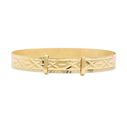 9ct Yellow Gold Diamond Cut Small Baby Bangle - 6mm