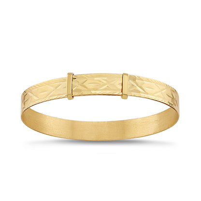 9ct Yellow Gold Diamond Cut Small Baby Bangle - 6mm
