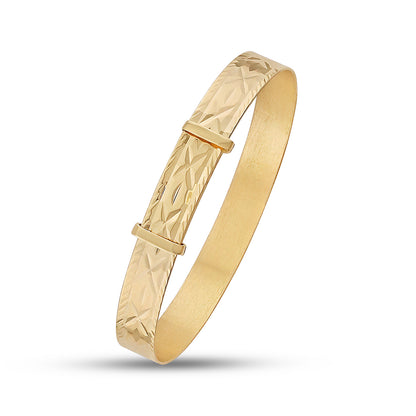 9ct Yellow Gold Diamond Cut Small Baby Bangle - 6mm