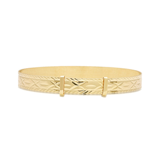 9ct Yellow Gold Diamond Cut Baby Bangle - 6mm