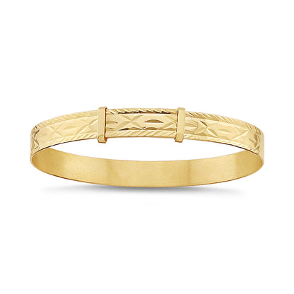 9ct Yellow Gold Diamond Cut Baby Bangle - 6mm