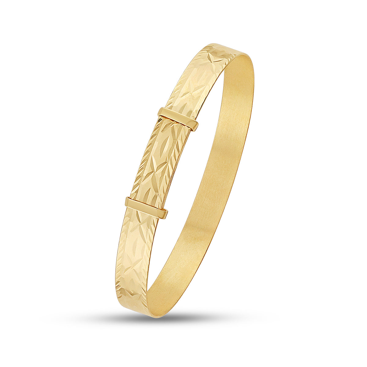 9ct Yellow Gold Diamond Cut Baby Bangle - 6mm