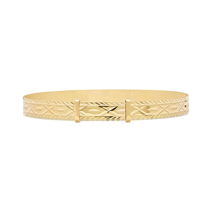 9ct Yellow Gold Diamond Cut Small Maiden Bangle - 6mm