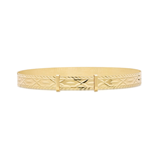 9ct Yellow Gold Diamond Cut Small Maiden Bangle - 6mm