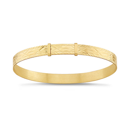 9ct Yellow Gold Diamond Cut Small Maiden Bangle - 6mm