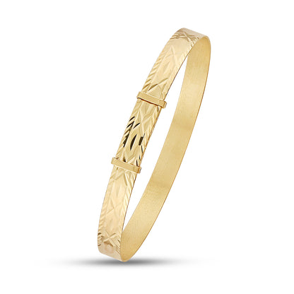 9ct Yellow Gold Diamond Cut Small Maiden Bangle - 6mm