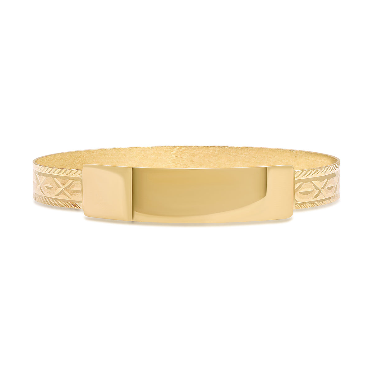 9ct Yellow Gold ID Diamond Cut Baby Bangle - 6mm