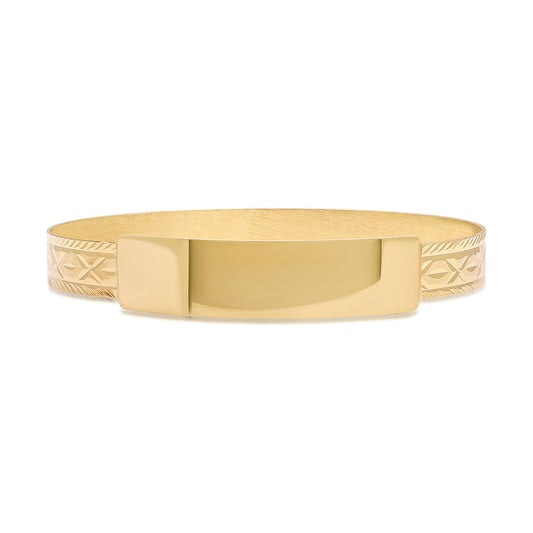 9ct Yellow Gold ID Diamond Cut Baby Bangle - 6mm