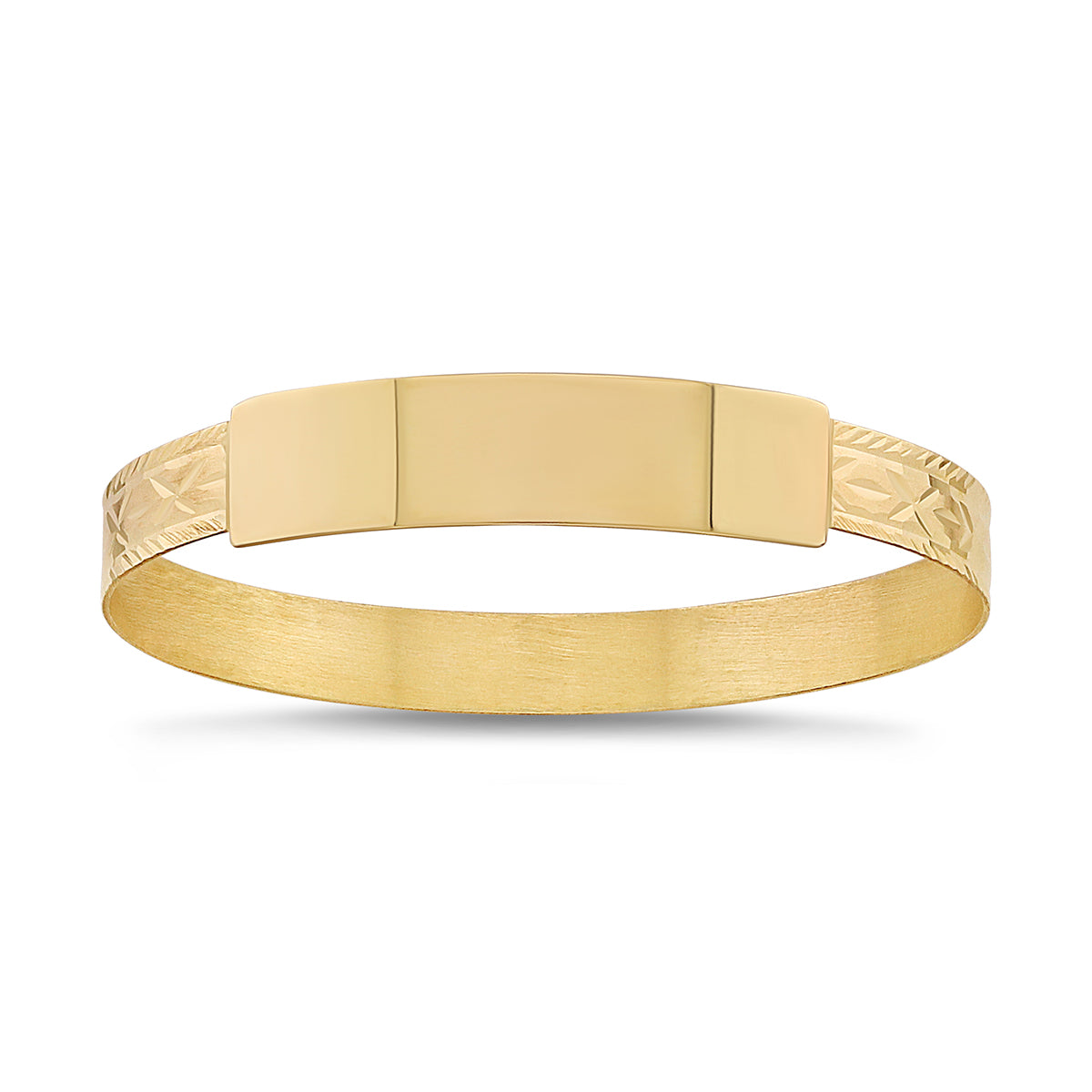 9ct Yellow Gold ID Diamond Cut Baby Bangle - 6mm