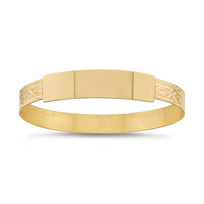 9ct Yellow Gold ID Diamond Cut Baby Bangle - 6mm