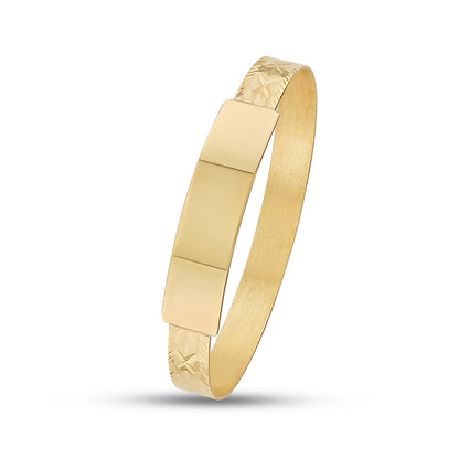 9ct Yellow Gold ID Diamond Cut Baby Bangle - 6mm