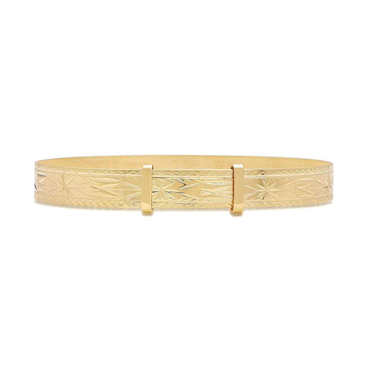 9ct Yellow Gold Diamond Cut Intricate Baby Bangle - 6mm