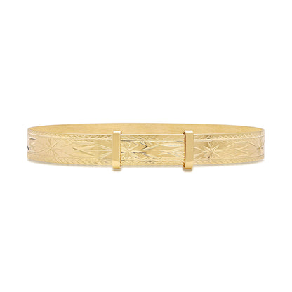 9ct Yellow Gold Diamond Cut Intricate Baby Bangle - 6mm