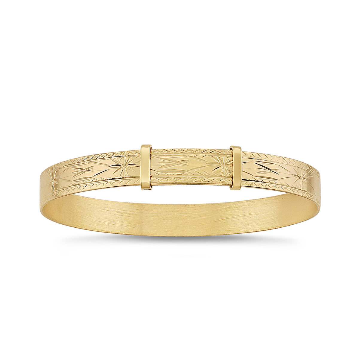 9ct Yellow Gold Diamond Cut Intricate Baby Bangle - 6mm