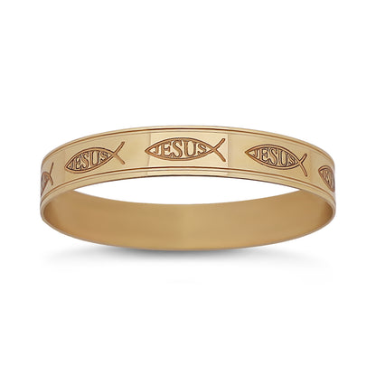 9ct Yellow Gold Jesus Maiden Bangle