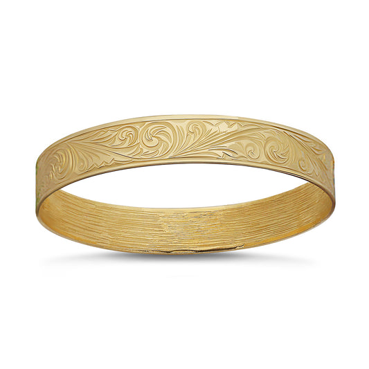 9ct Yellow Gold Scroll Maiden Bangle