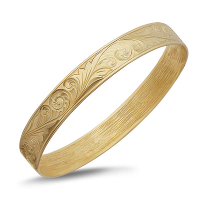 9ct Yellow Gold Scroll Ladies Bangle