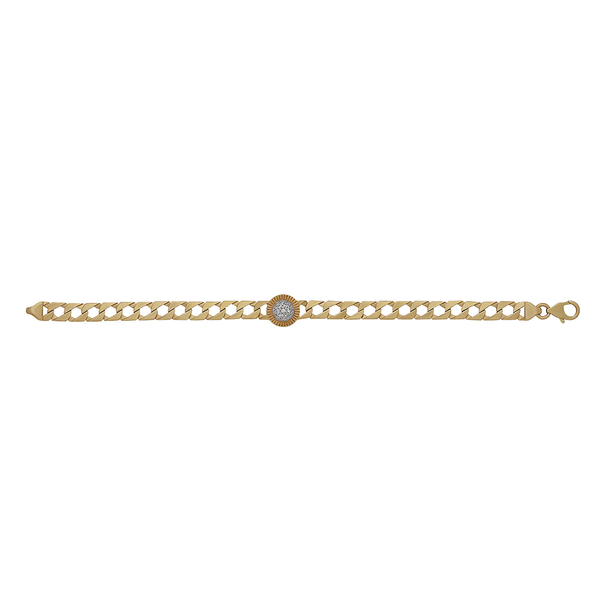 9ct Yellow Gold Gem-set Rolex Stud Style Bracelet- 6.5"