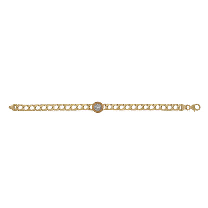 9ct Yellow Gold Gem-set Rolex Stud Style Bracelet- 6.5"