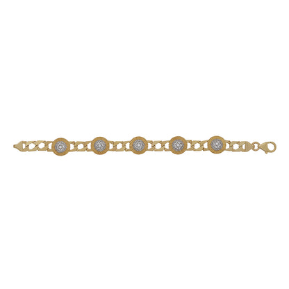 9ct Yellow Gold Small Gem-set Rolex Stud Style Bracelet- 6.5"