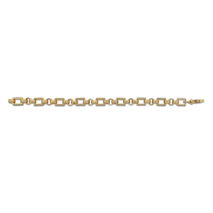 9ct Yellow Gold Belcher Square Link CZ Bracelet -8.5"