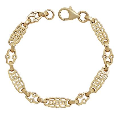 9ct Yellow Gold Stars & Bars Junior/Baby Bracelet- 6.5"