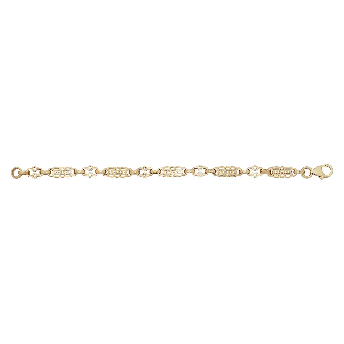 9ct Yellow Gold Stars & Bars Junior/Baby Bracelet- 6.5"