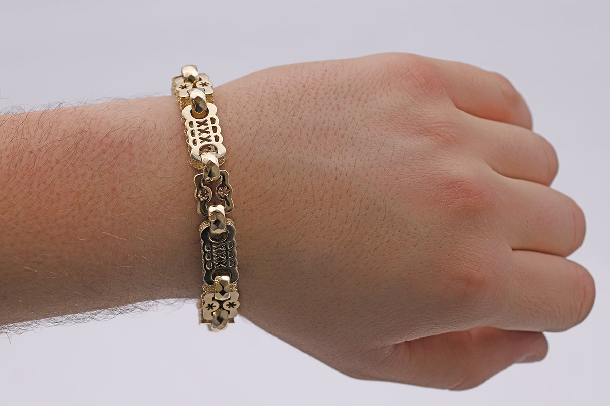 9ct Yellow Gold Stars & Bars Bracelet