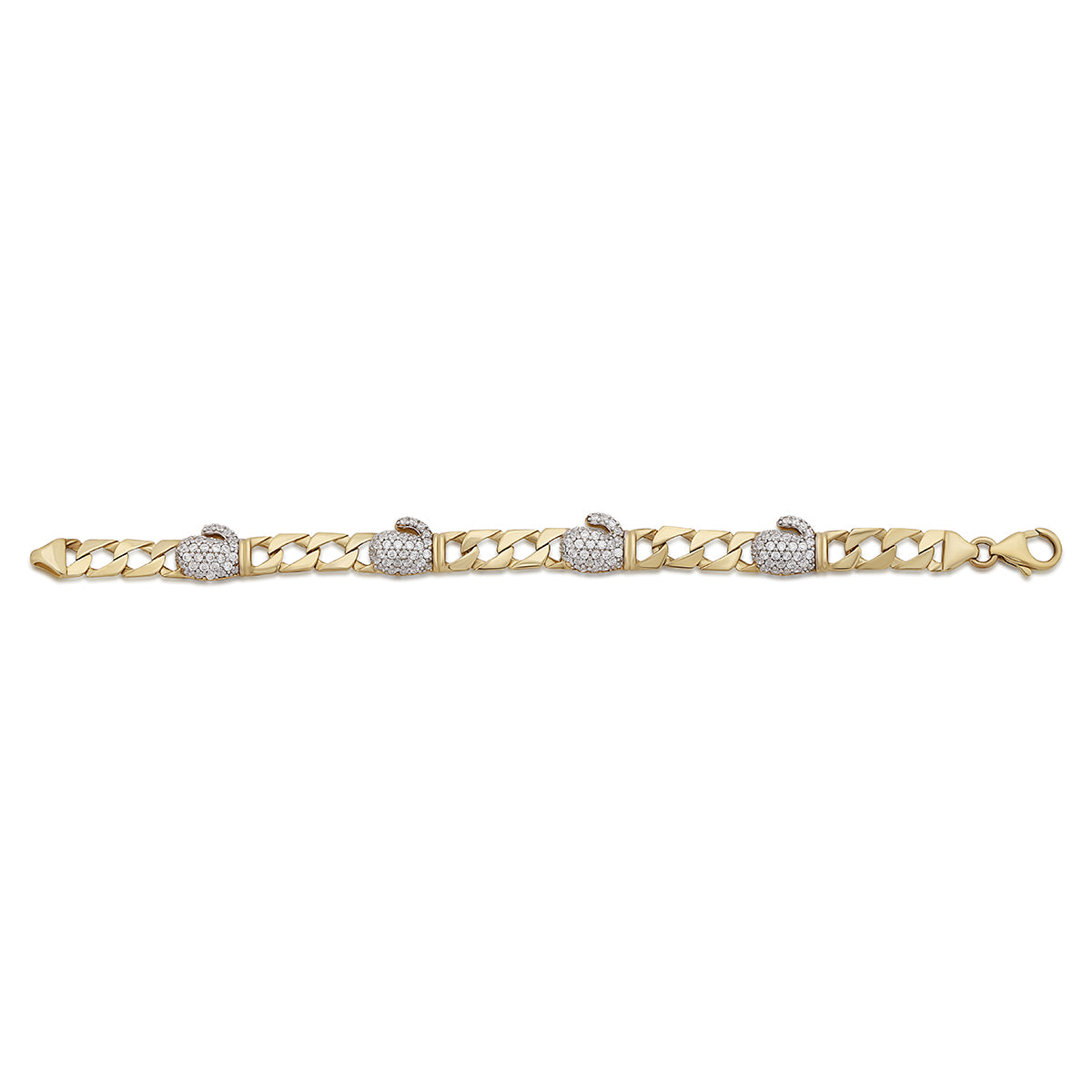 9ct Yellow Gold Gemset Boxing Glove Curb Link Bracelet-6.5"