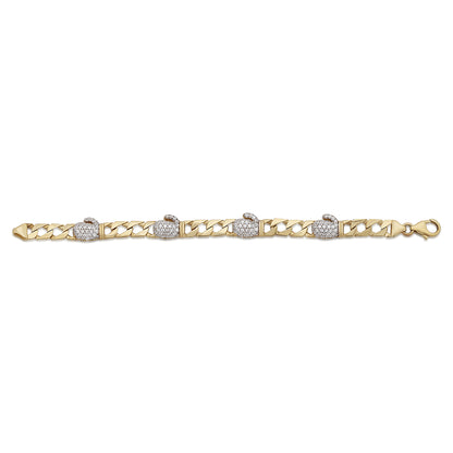 9ct Yellow Gold Gemset Boxing Glove Curb Link Bracelet-6.5"