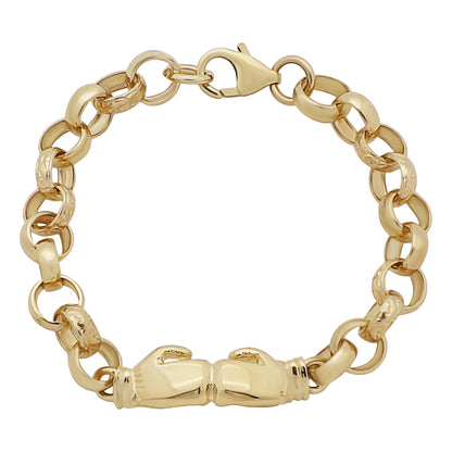 9ct Yellow Gold Plain Boxing Glove Belcher Link Bracelet-6.5"