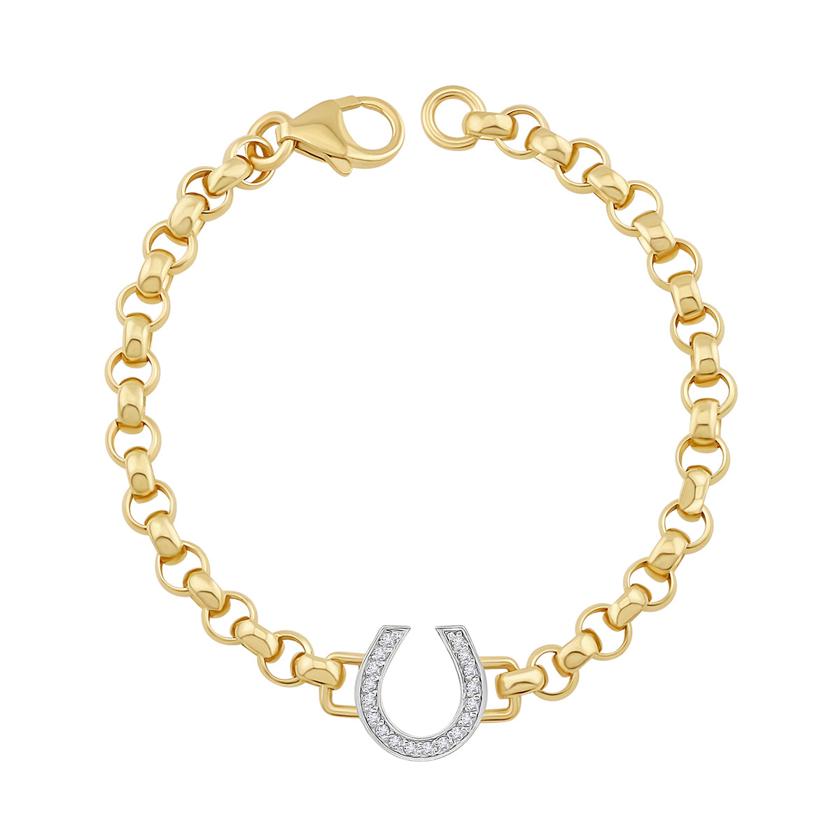 9ct Yellow Gold Small Gem-Set Horseshoe Belcher Bracelet